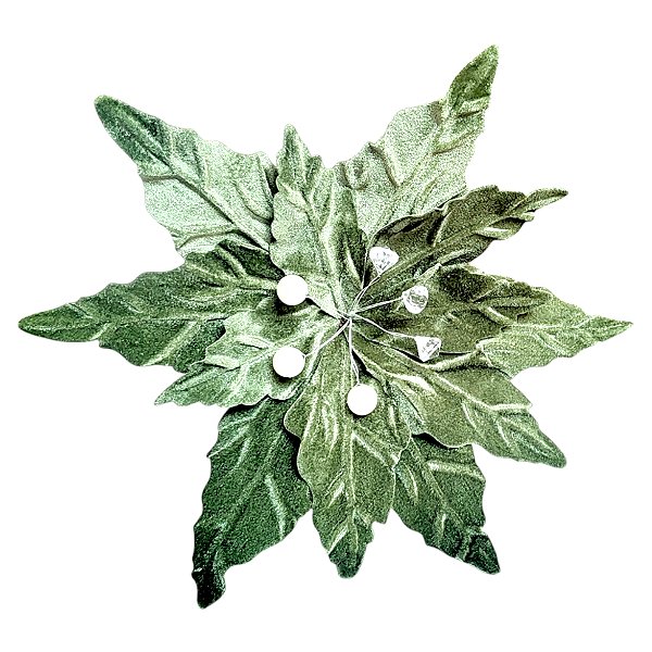 Poinsétia Decorativa - Veludo Verde - 45cm - 1 unidade - Rizzo