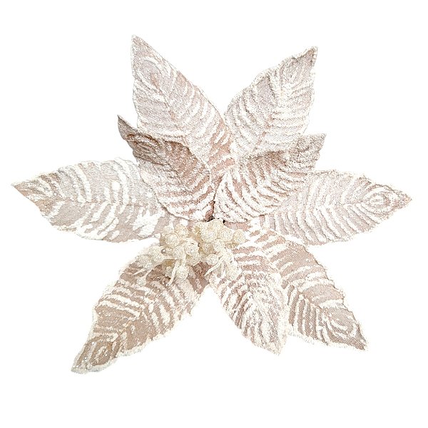 Poinsétia Decorativa - Champanhe Glitter - 30cm - 1 unidade - Rizzo