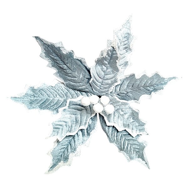 Poinsétia Decorativa - Azul Claro Glitter - 45cm - 1 unidade - Rizzo