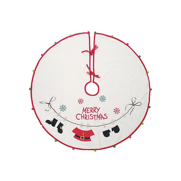 Saia Para Árvore de Natal Varal - Branco e Vermelho - 100cm - 1 unidade - Cromus - Rizzo
