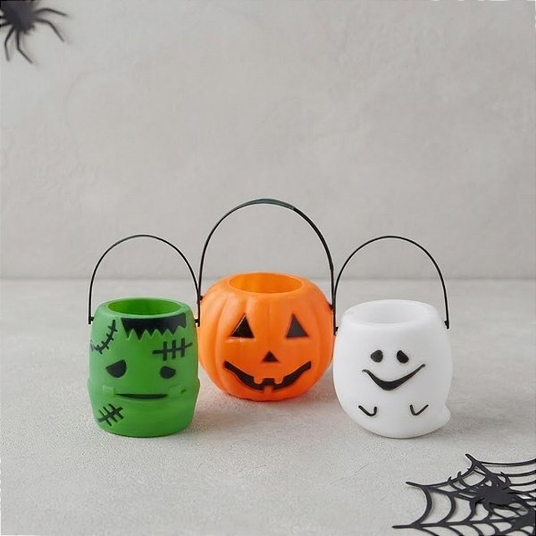 Mini Baldinhos de Halloween com Alça - 7cm - 3 unidades - Rizzo