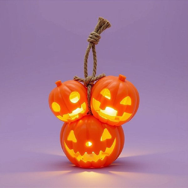 Enfeite Decorativo de Halloween - Trio Abóbora Mini Vela com Luz - 7cm - 1 unidade - Rizzo