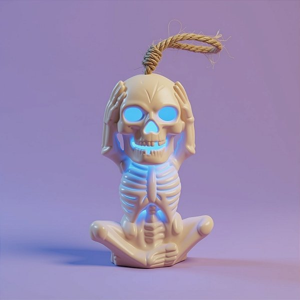 Enfeite Decorativo de Halloween - Mini Esqueleto Vela com Luz - 11cm - 1 unidade - Rizzo