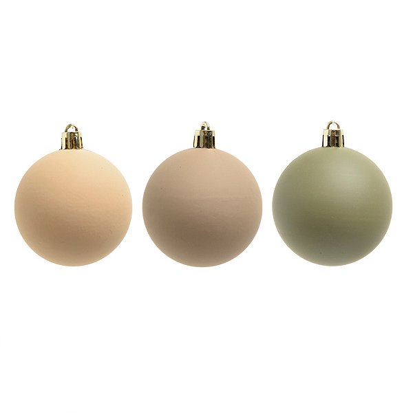 Bolas de Natal em Tubo - Marrom Mocha, Marfim e Verde Militar - 4cm - 6 unidades - Cromus - Rizzo