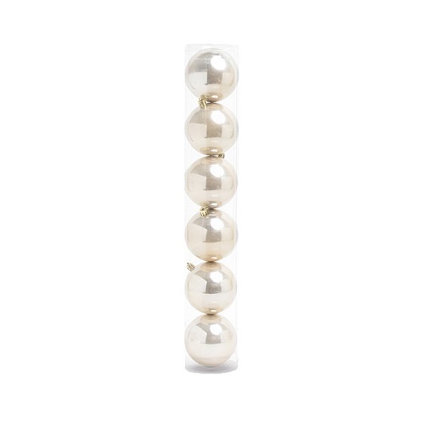 Bolas de Natal em Tubo - Champagne - 4cm  - 6 unidades - Cromus - Rizzo