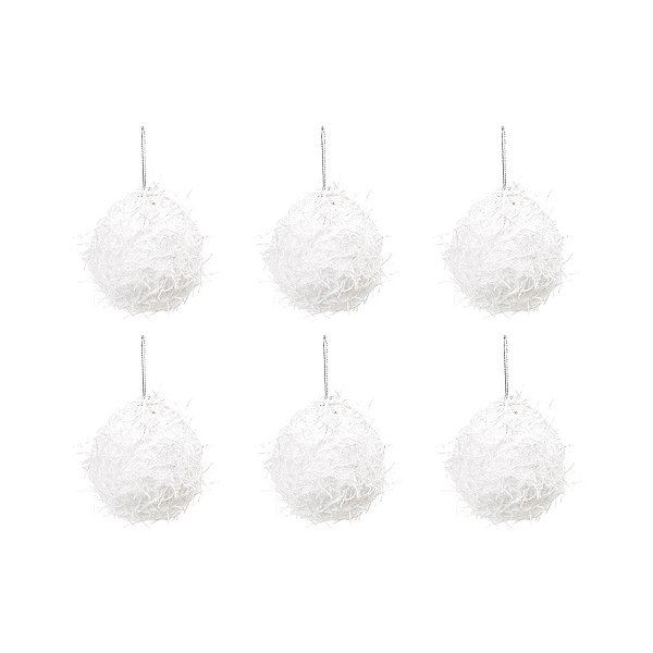 Bola de Natal Paetê - Branco - 8cm  - 6 unidades - Cromus - Rizzo