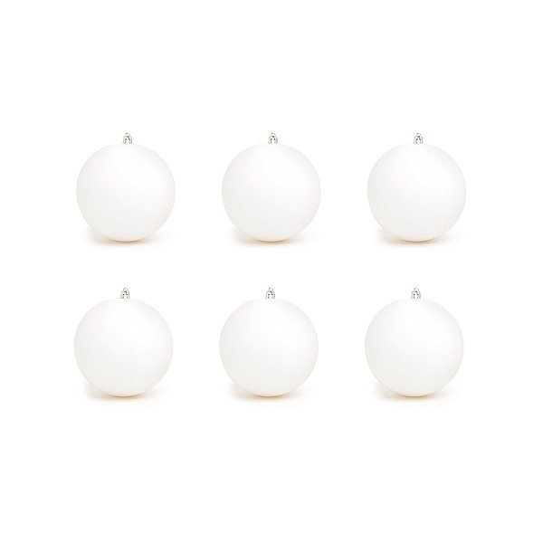 Bola de Natal Decorada - Branco - 8cm - 6 unidades - Cromus - Rizzo