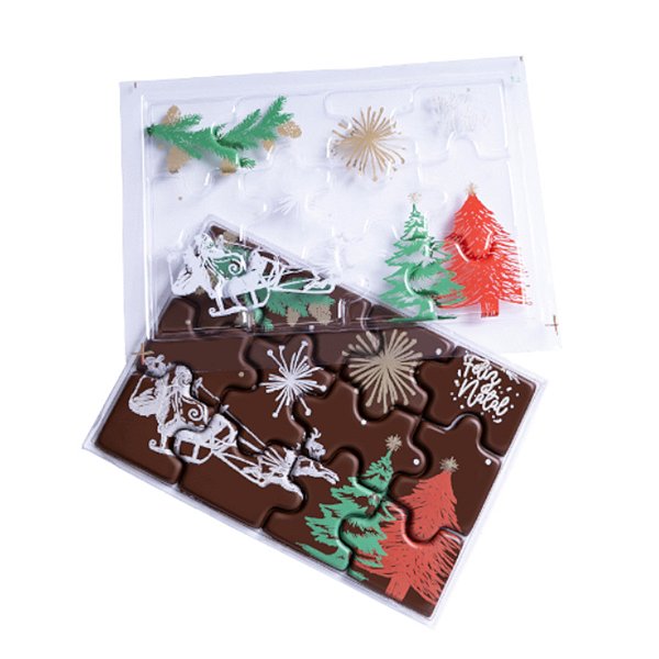 Blister Decorado com Transfer para Chocolate - Quebra-Cabeça Natal - BLN 0196 01 - 1 unidade - Stalden - Rizzo