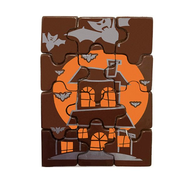 Blister Decorado com Transfer para Chocolate - Quebra-Cabeça Halloween - Casa - BL 0102 01 - 1 unidade - Stalden - Rizzo