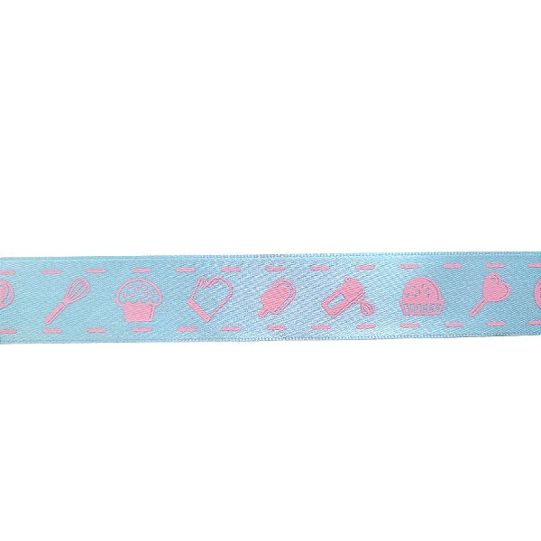 Fita de Cetim 22mm - 10m Cor 191 - Azul Doces Rosa - 1 unidade - Progresso - Rizzo