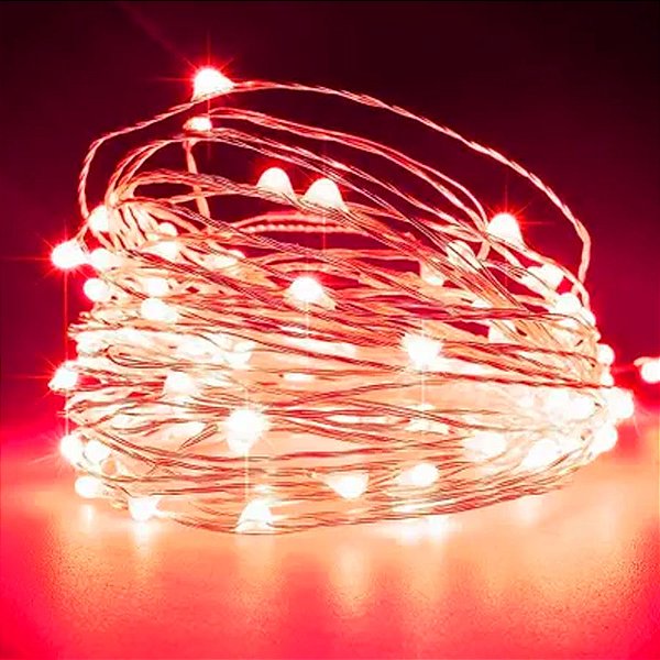 Cordão de LED Fio de Fada Vermelho - 2m - 1 unidade - Rizzo