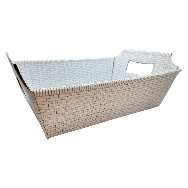 Cesta de Papel Cartão - Palha Cinza - 27x18x9,5cm - 1 unidade - Cromus - Rizzo