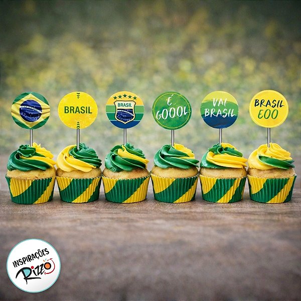 Pick Decorativo para Doce - Festa Brasil - 10cm - 12 unidades - Cromus - Rizzo