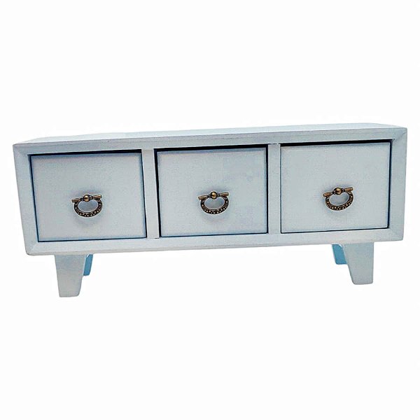 Mini Gaveteiro de Mesa 3 Gavetas - Azul Claro - 30x9x12cm - 1 unidade - Rizzo