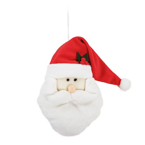 Enfeite para Pendurar Natal - Cabeça Papai Noel - 20cm  - 1 unidade - Cromus - Rizzo