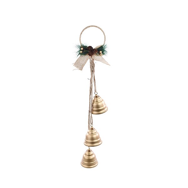 Enfeite para Pendurar Natal - Sino Guirlanda Ouro - 61cm  - 1 unidade - Cromus - Rizzo