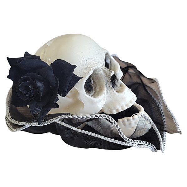 Acessório de Halloween Caveira com Presilha - Preto - 8x16cm - 1 unidade - Rizzo - Rizzo