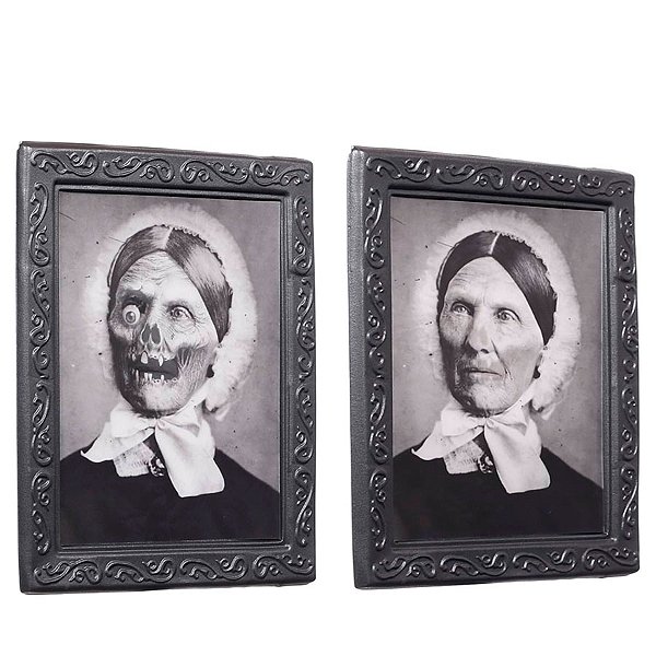 Enfeite de Halloween - Quadro 3D Velha - 22x27cm - 1 unidade - Rizzo - Rizzo