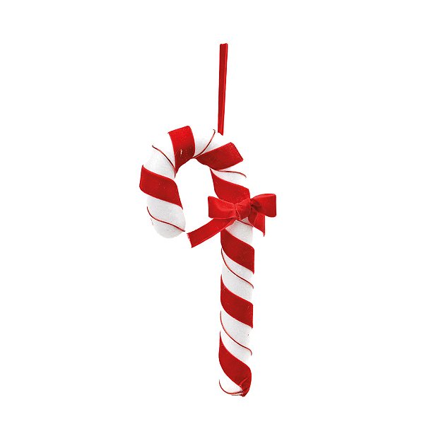 Enfeite de Pendurar Candy Cane - Vermelho, Branco - 33cm - 1 unidade - Cromus - Rizzo