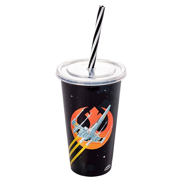Copo com Tampa e Canudo - Star Wars Nave - 500ml - 1 unidade - Plasútil - Rizzo