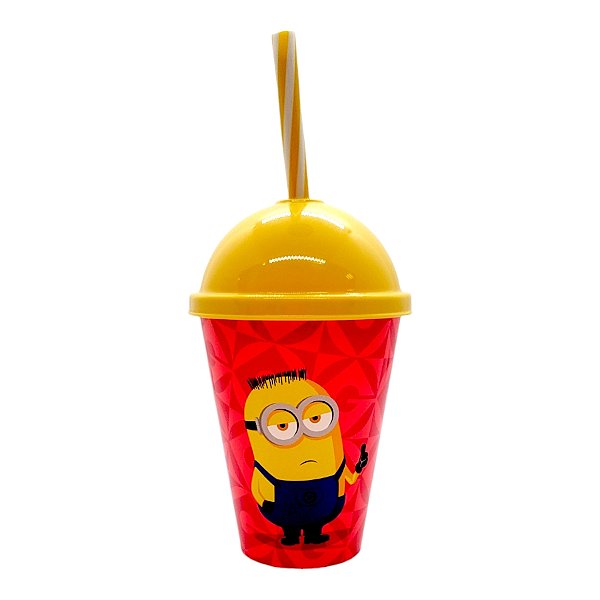 Copo com Tampa e Canudo - Minions Bravo e Tranquilo - 280ml - 1 unidade - Plasútil - Rizzo