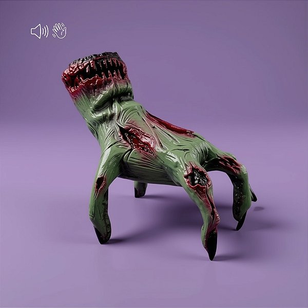 Enfeite Decorativo de Halloween Com Luz e Som - Mão Zumbi Verde - 22x21cm - 1 unidade - Rizzo