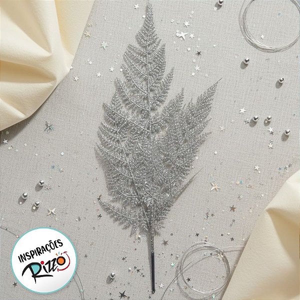 Galho Decorativo - Folhagem Prateada - 54cm - 1 unidade - Cromus - Rizzo