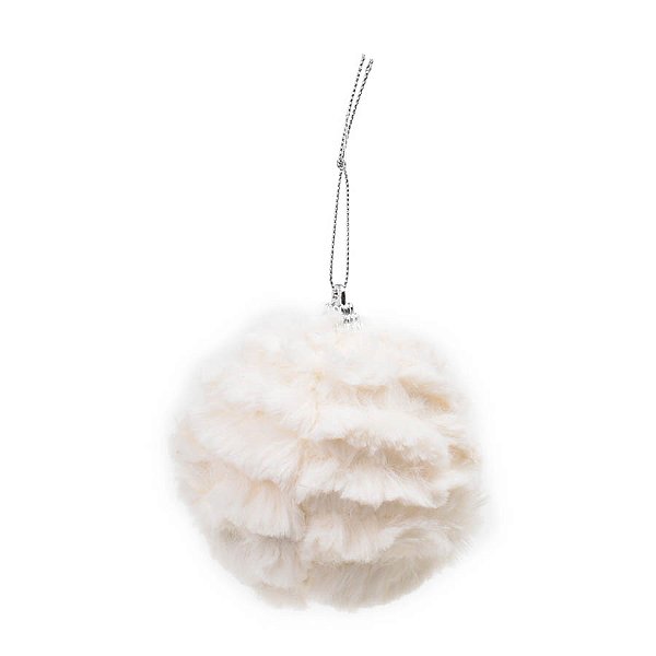 Bola de Natal - Pelúcia Branca - 8cm - 6 unidades - Cromus - Rizzo