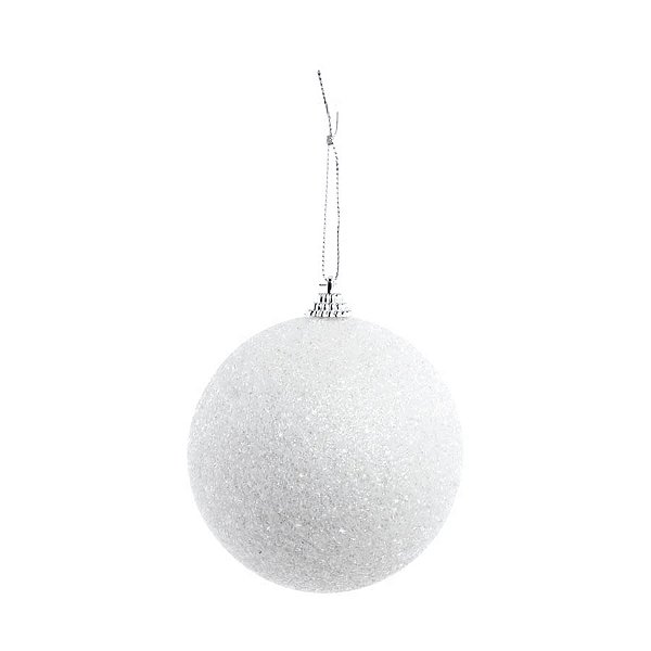 Bola de Natal - Glitter Branco - 10cm - 4 unidades - Cromus - Rizzo