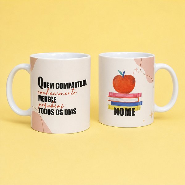 Caneca de Porcelana Personalizado - Compartilhando Conhecimento - 1 unidade - Rizzo