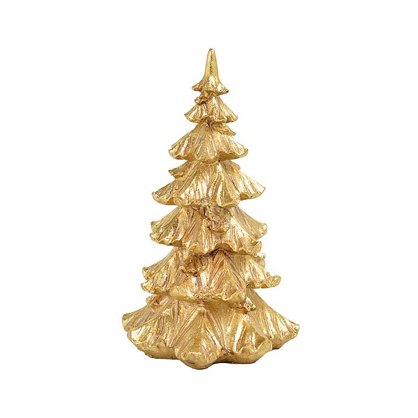 Enfeite de Natal em Resina - Mini Árvore Dourada - 10x7cm  - 1 unidade - Cromus - Rizzo