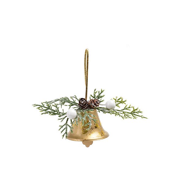 Enfeite de Pendurar de Natal - Sino com Pinha - 12x13cm - 1 unidade - Cromus - Rizzo