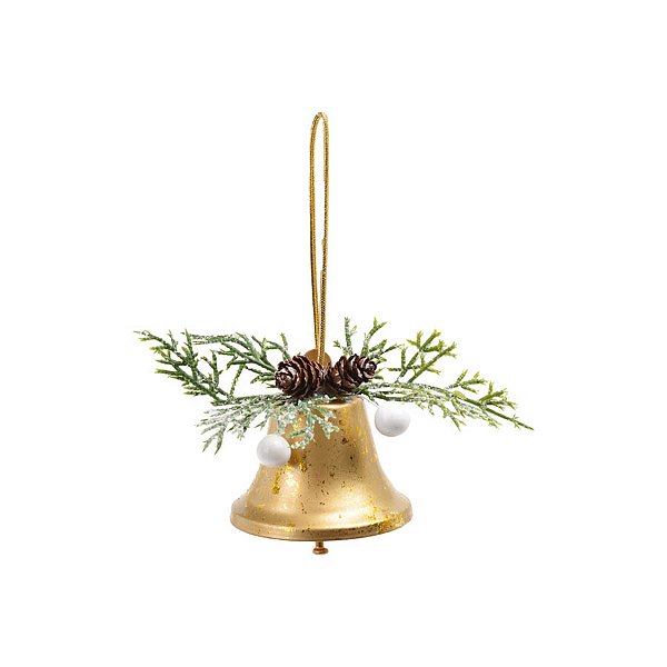 Enfeite de Pendurar de Natal - Sino com Pinha - 14x13cm - 1 unidade - Cromus - Rizzo