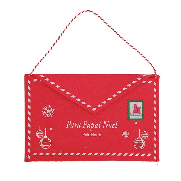 Envelope em Feltro de Natal - Vermelho - 25x16cm - 1 unidade - Cromus - Rizzo