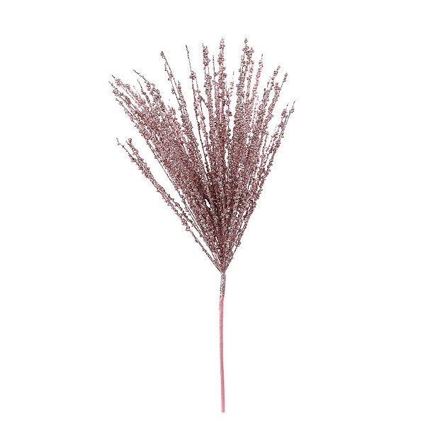 Galho Decorativo - Folha com Glitter Rose Gold - 57cm - 1 unidade - Cromus - Rizzo