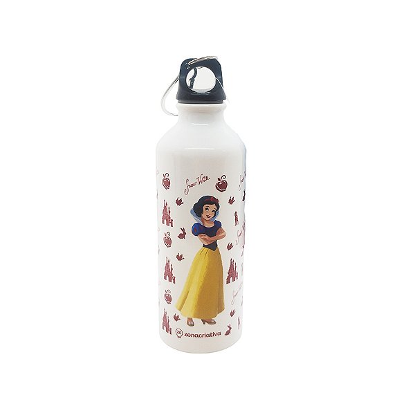 Garrafa de Alumínio com Mosquetão - Branca de Neve - 500ml - 1 unidade - Zona Criativa - Rizzo