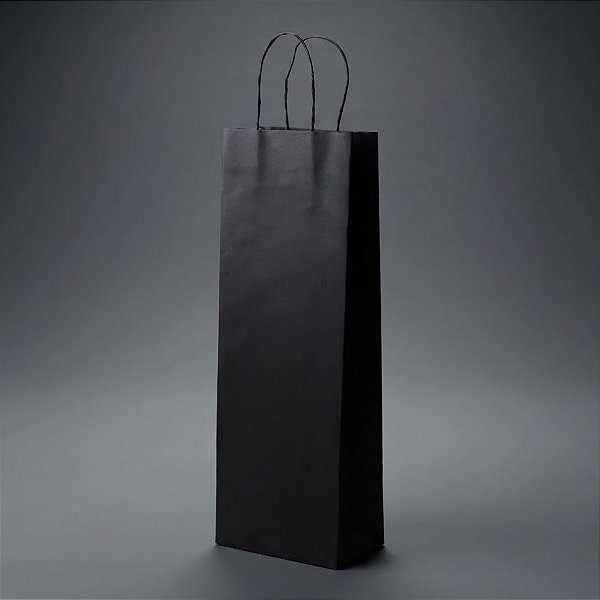 Sacola para Garrafa de Vinho - 13,5x8x39cm - Preto - Ref.1838 - 10 unidades - WMA - Rizzo