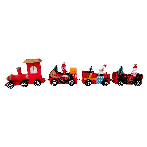 Enfeite de Madeira de Natal Trem - Vermelho - 19cm - 1 unidade - Rizzo - Rizzo