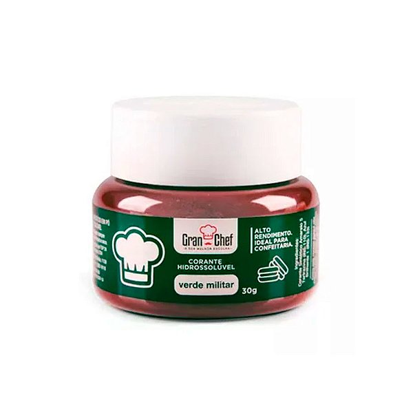 Corante em pó hidrossoluvel Verde Militar 30g Granchef