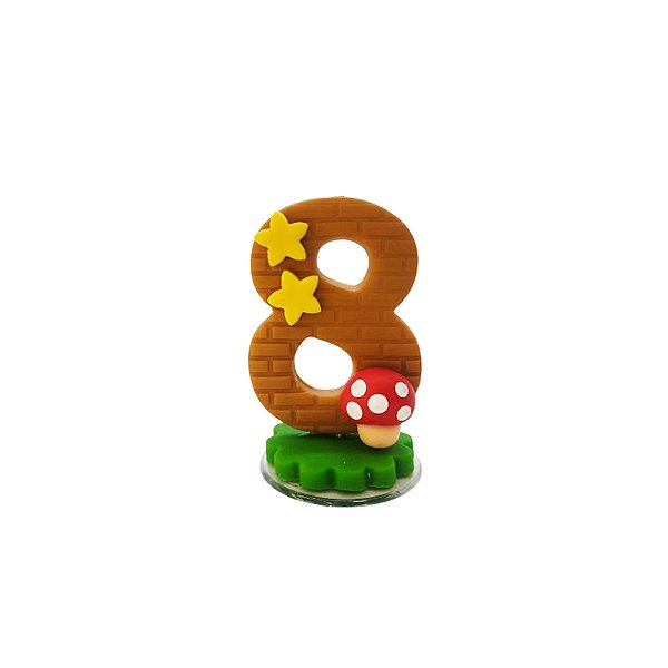 Vela de Biscuit - Super Jogos - N° 8 - 1 unidade - Rizzo
