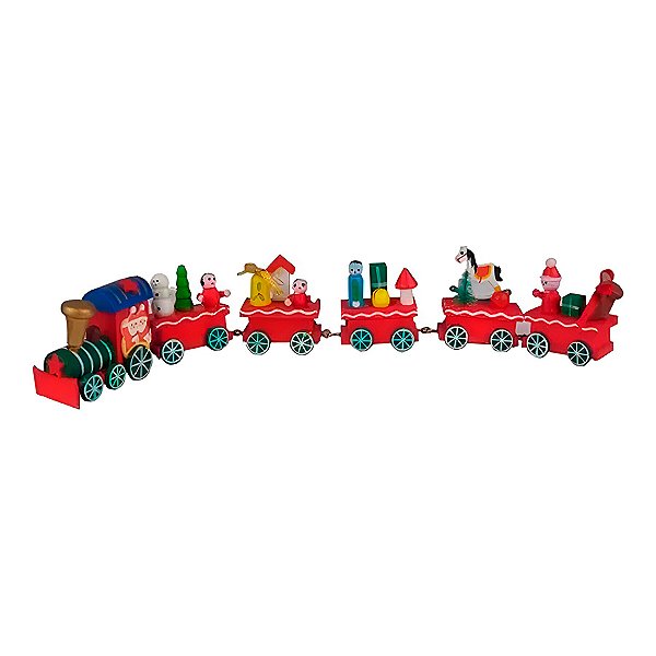 Enfeite de Madeira de Natal Trem - Vermelho - 30cm - 1 unidade - Rizzo