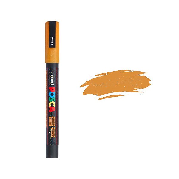 Caneta Posca PC-3ML 0.9-1.3mm - Laranja Com Glitter  - 1 unidade - Posca - Rizzo