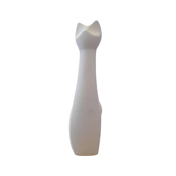 Escultura Gato de Cerâmica Cinza - 21,5x6x6cm - 1 unidade - Rizzo