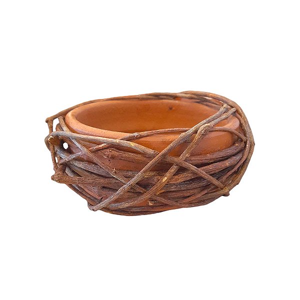 Bacia de Cerâmica com Cipo Rustico Marrom - 12x6cm - 1 unidade - Rizzo