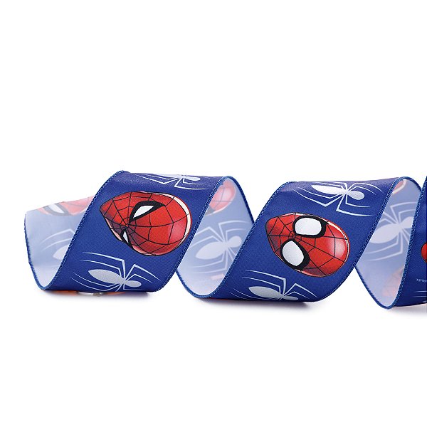 Fita Decorativa Aramada de Natal - Spiderman - 6,3cm x 9,14m - 1 unidade - Cromus - Rizzo