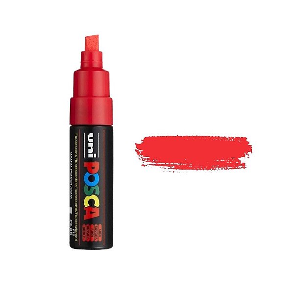 Caneta Posca PC-8K 8.0mm - Vermelho Fluorescente - 1 unidade - Posca - Rizzo