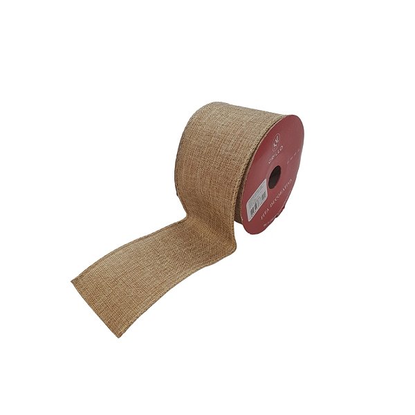 Fita Aramada Decorativa de Natal - Juta Com Detalhes Brilhantes - 6,3cmx9,14m - 1 unidade - Rizzo