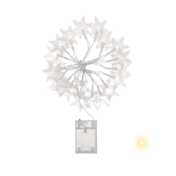 Cordão De Led Luz Amarela Com Fio Incolor - Floco De Neve 20 Leds - 3.m - 1 unidade - Rizzo - Rizzo