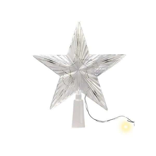 Estrela De Led Luz Amarela - Com Fio Incolor - 18cm - 1 unidade - Rizzo - Rizzo