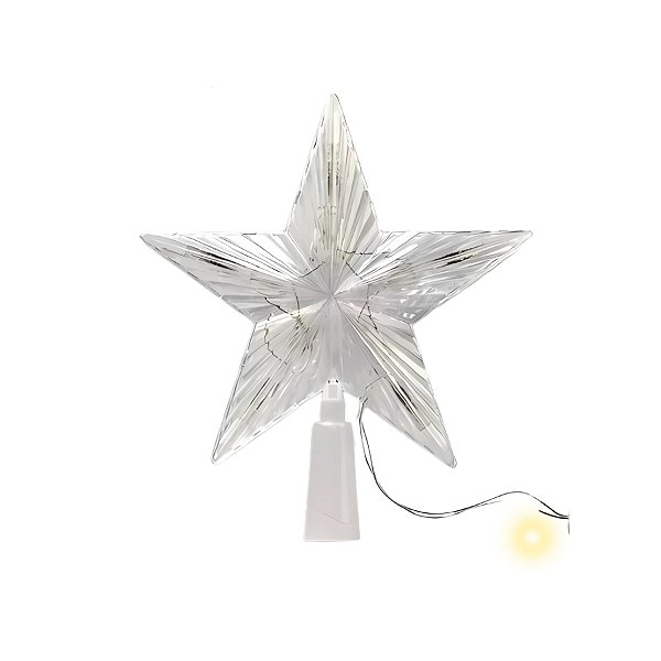 Estrela De Led Luz Amarela - Com Fio Incolor - 22cm - 1 unidade - Rizzo - Rizzo